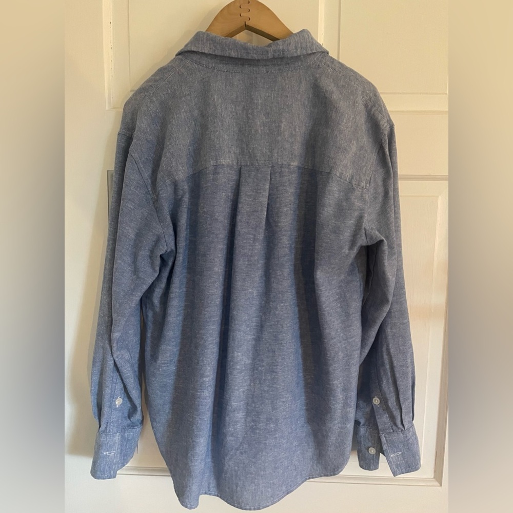 Banana Republic Factory Classic Linen-Blend Shirt in Antique Blue Medium - Picture 3 of 9